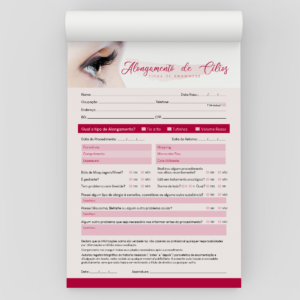 Ficha Anamnese de Alongamento de Cílios